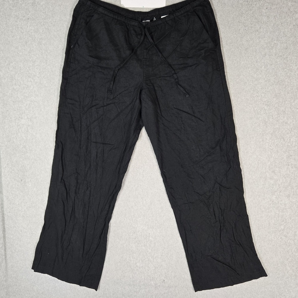 Hollister Women Pants LARGE LONG Black Linen Viscose Lounge Pants Coastal NWT